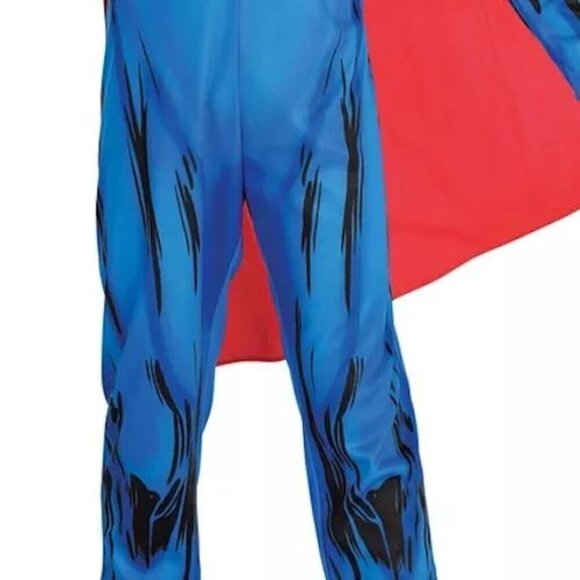 Superman Child Costume Medium 8-10 With Red Cape & Printed Muscles By DC Comics - Picture 6 of 8